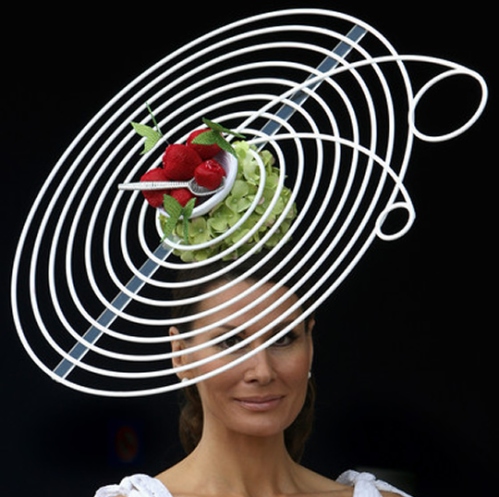 royal ascot-2009 christensen-strawberries hat white wired, white hat, female celebrity and model, portrait, art, photography, hat