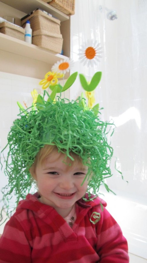 Easter green grass hat sun flower baby girl in pink top, easter, holiday, green hat, green grass, baby girl, pink top, happy easter